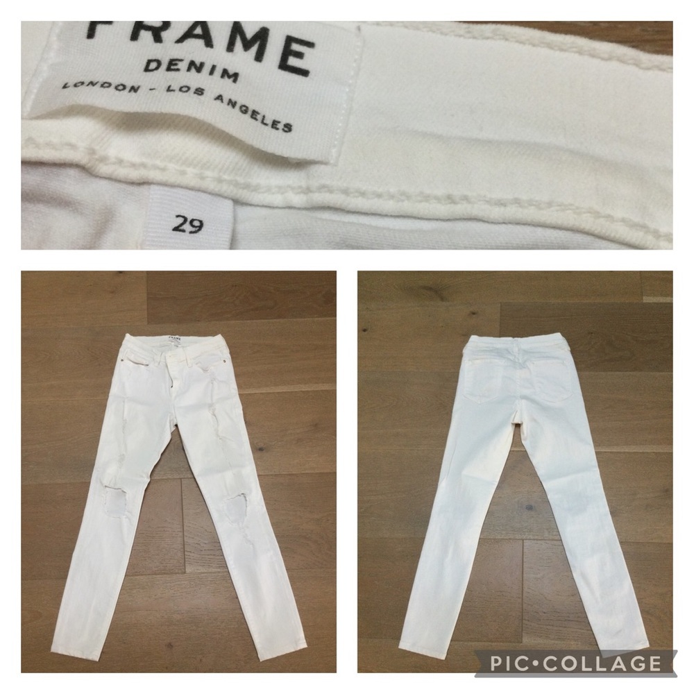 Frame distressed white denim